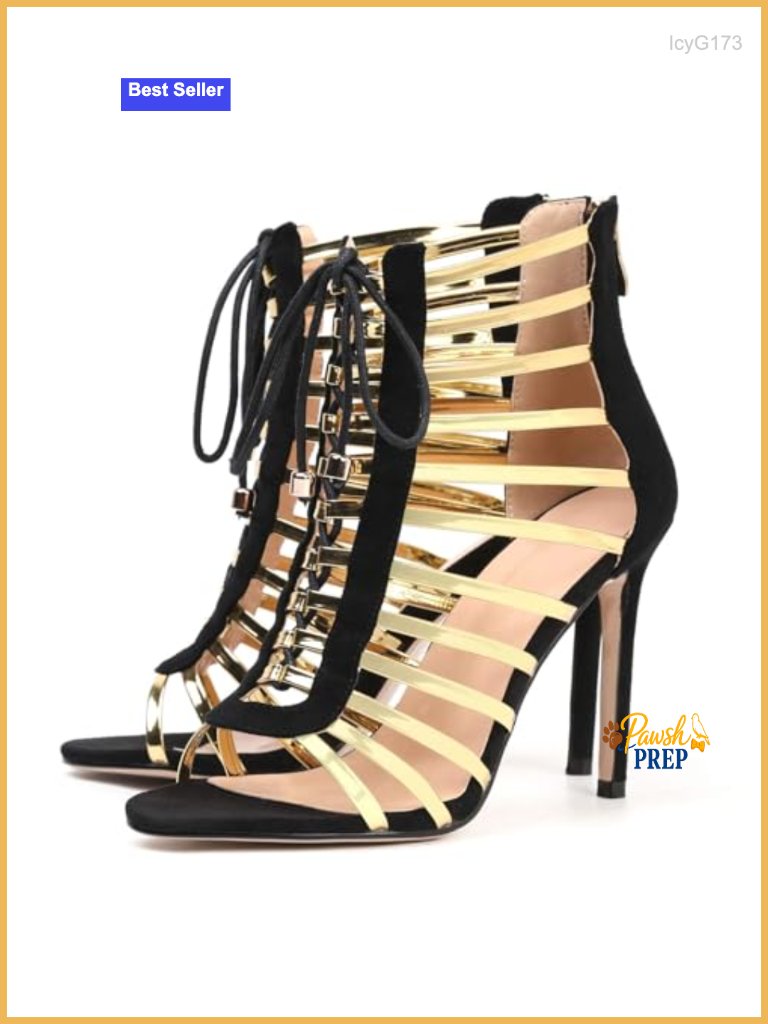 Sexy Lace Up Stiletto Sandals Gladiator Cage Heels With Zipper